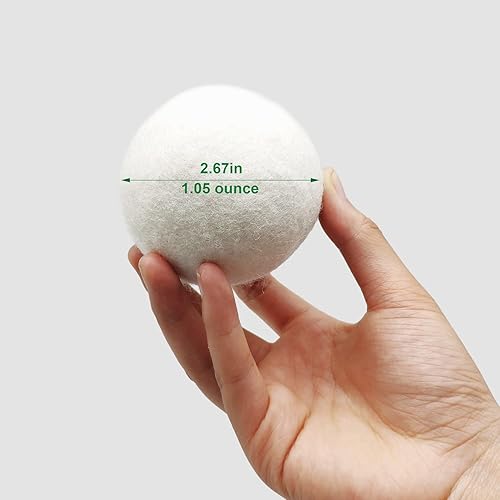 Miniatura 2 de Lauterye Paquete de 6 bolas secadoras de lana 100% hechas de lana orgánica de Nueva Zelanda, suavizante de tela natural, reutilizable,