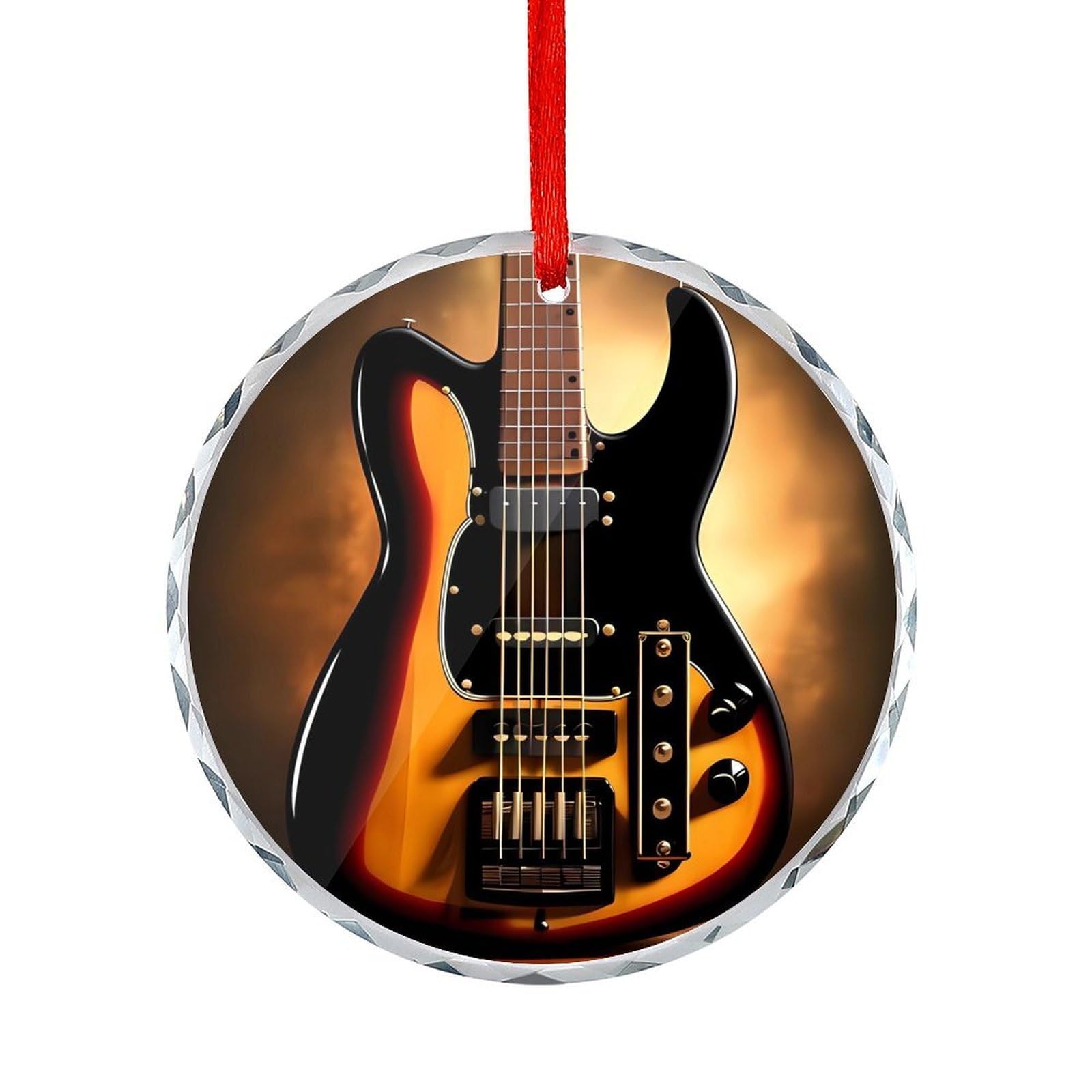 Fodpand Women's Style Instrumental Guitar Round Glass Ornament Keepsake Gift Exchange Ideas Car Decor,Christmas Ornaments For Tree Window Garden Ornaments