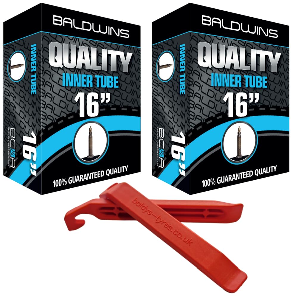 Baldwins Bike Inner Tube 16 x 1-3/8 Presta Valve & BALDY'S TYRE LEVER (Pack of 2)