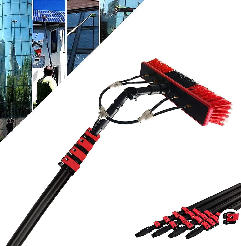 Solarpanel Reinigungsstange, wassergespeiste ausziehbare Bürste, geeignet für die Reinigung von Wintergarten-Dächern, Photovoltaik-Modulen, Reinigung von Photovoltaik 50cm Brush,7.2m
