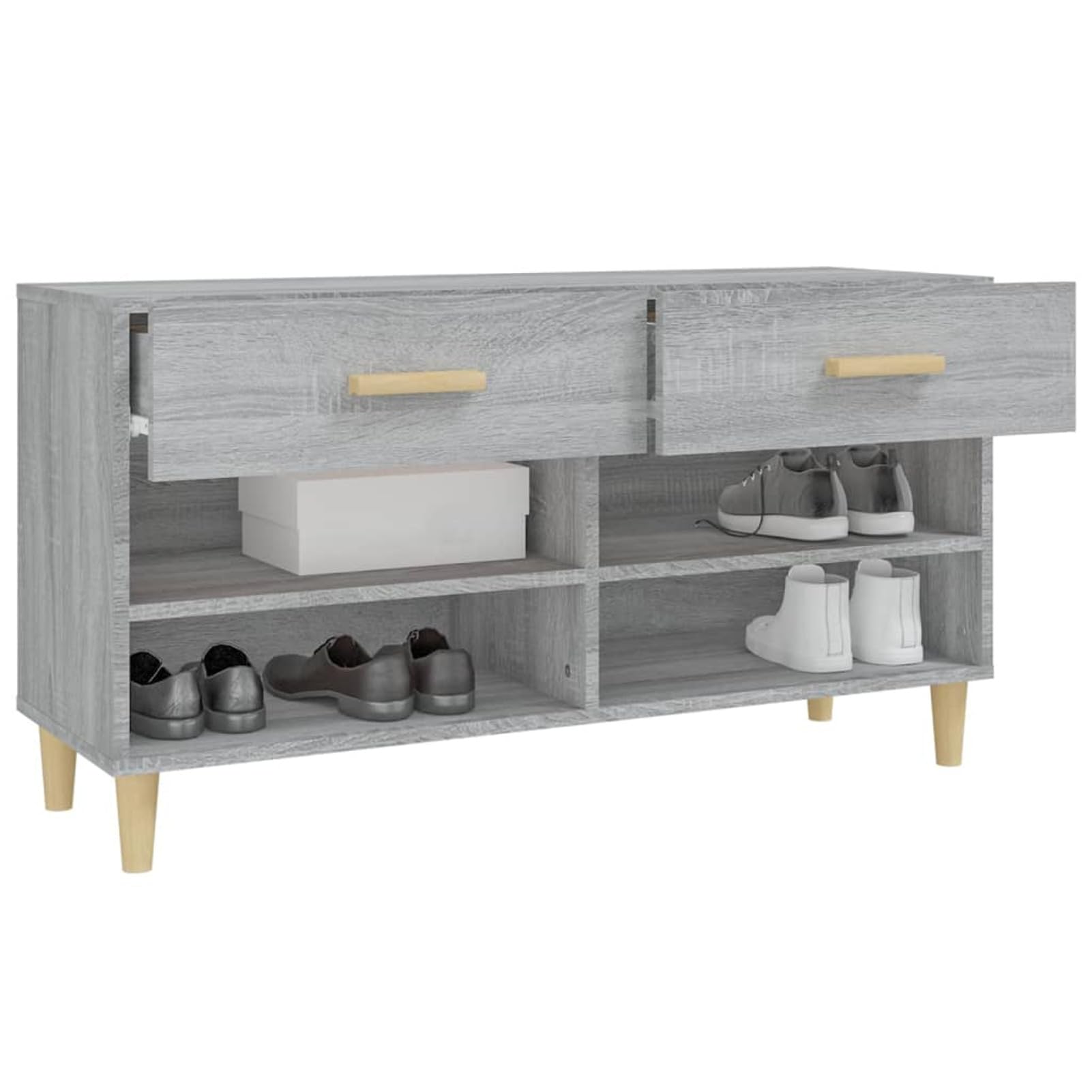 Homgoday Scarpiera Grigio Sonoma 102x35x55 cm in Legno Multistrato, Arredo, Scaffale Portascarpe Organizzatore per Scarpe Stoccaggio Salva Spazio per Corridoio