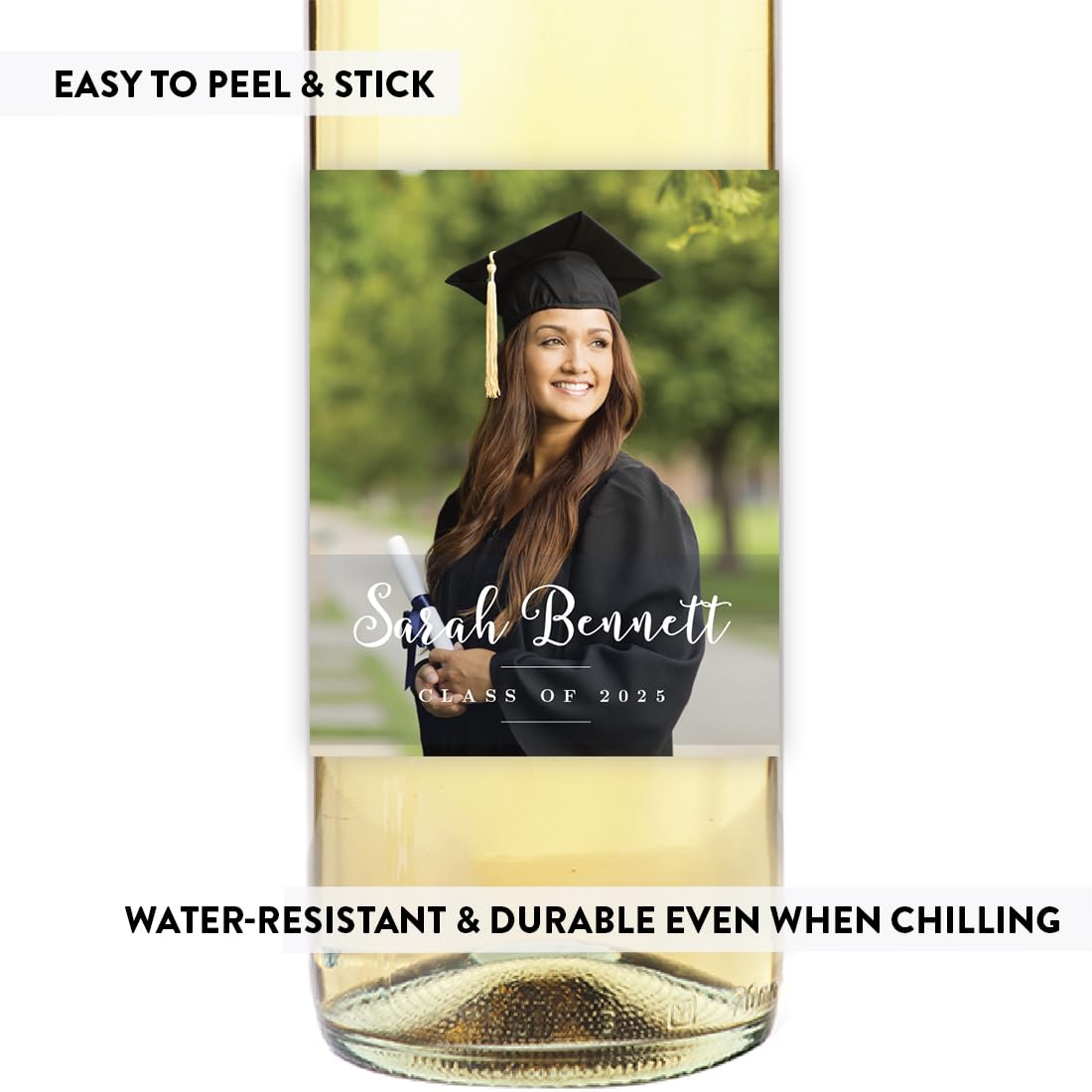 Andaz Press Photo Personalized Storybook Graduation Collection, Wine Bottle Labels, 20-Pack, Custom Image