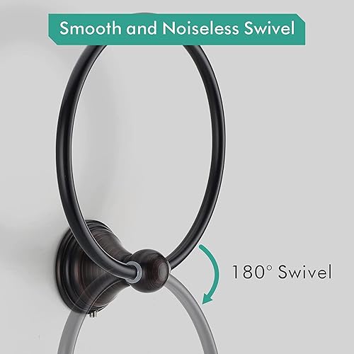 Miniatura 4 de FILTA Anillo de toalla para pared de baño, anillo de toalla de baño de bronce aceitado, anillo de toalla de baño a prueba de óxido, soporte redondo