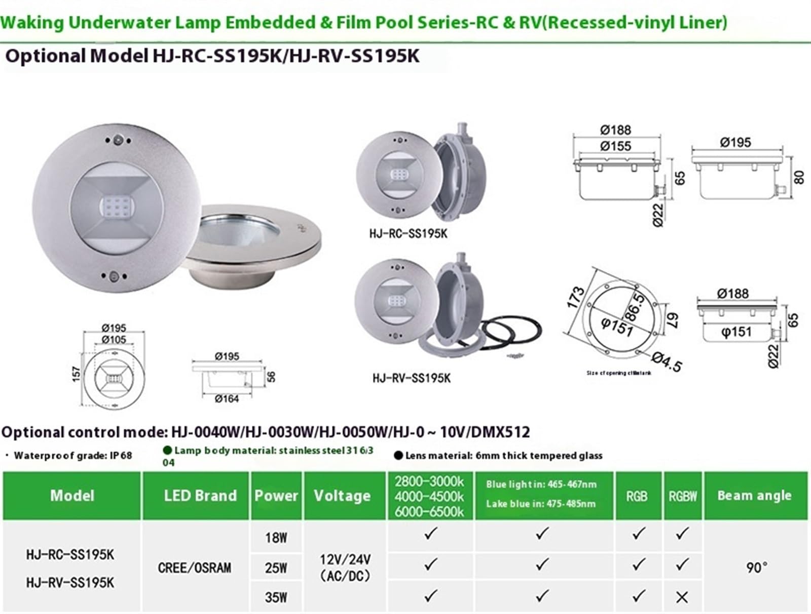 EDEDE Luci Piscina, Luci a LED Luci incorporate subacquee Luci for Piscina in Acciaio Inossidabile Luci subacquee ad Alta Potenza Piscina paesaggistica(White,45W)