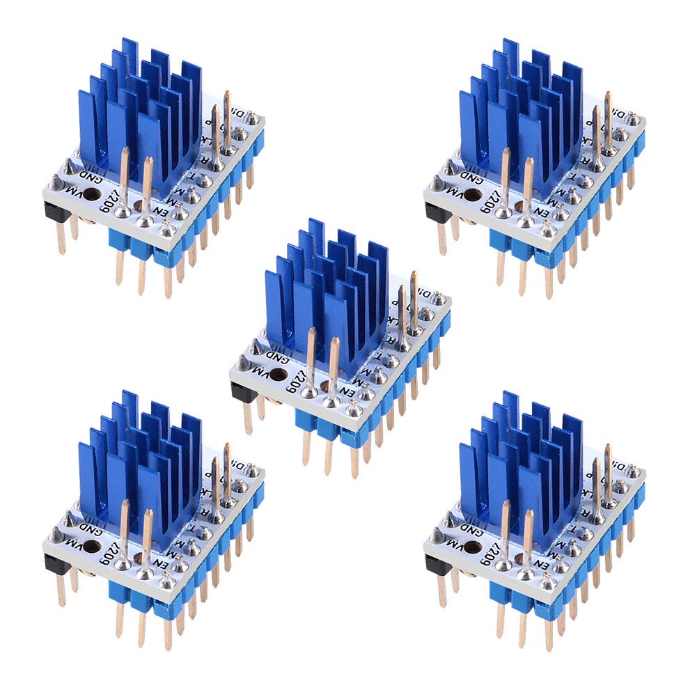 5pcs 3D-Drucker TMC2209 V3.0 Schrittmotortreiber, TMC2209 Schrittmotortreibermodul mit Kühlkörper-Mute-Antrieb 256 Mikroschritte für 3D-Drucker-Controller-Boards SKR V1.3 MKS GEN L Rampen