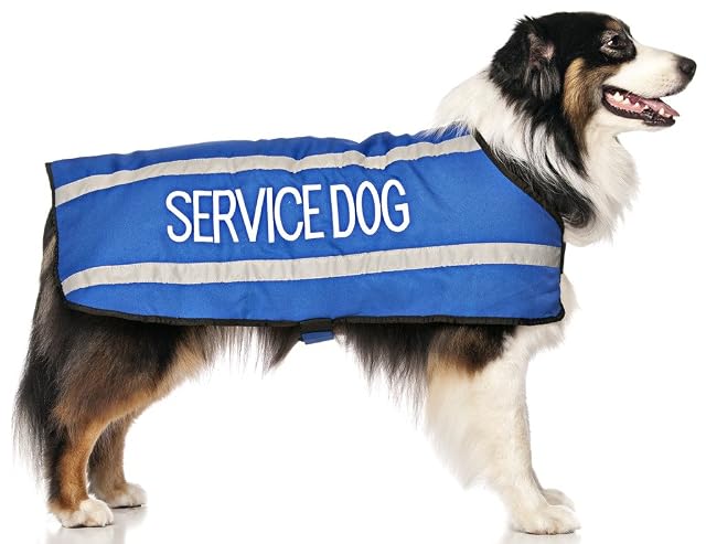 Perro de servicio azul Coded S M L reflectante impermeable forro polar forro cálido perros abrigo evita…