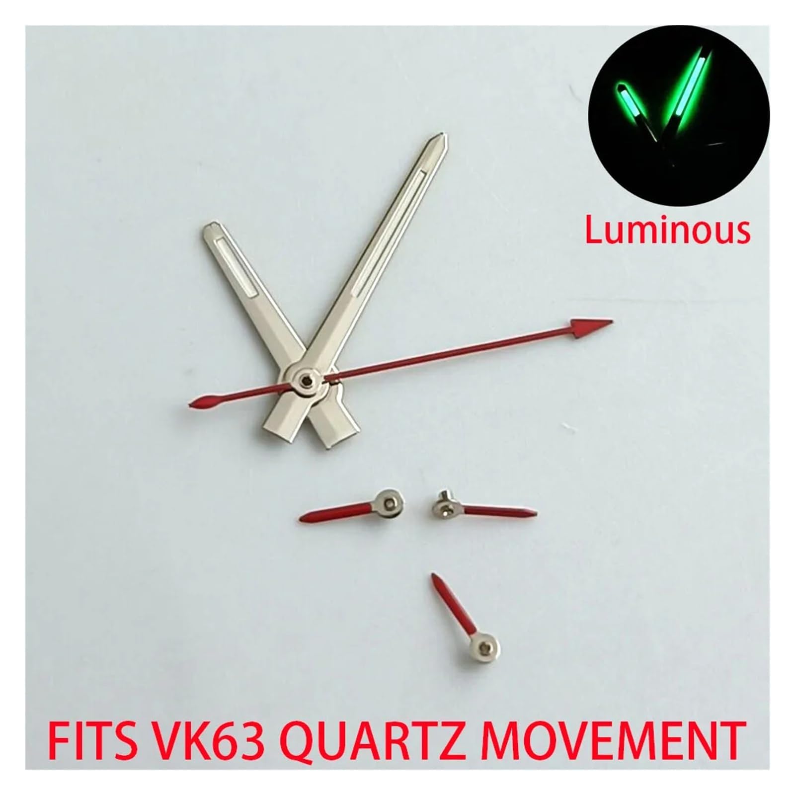 Zielone świecące wskazówki zegarka do mechanizmu kwarcowego VK63 VK63A