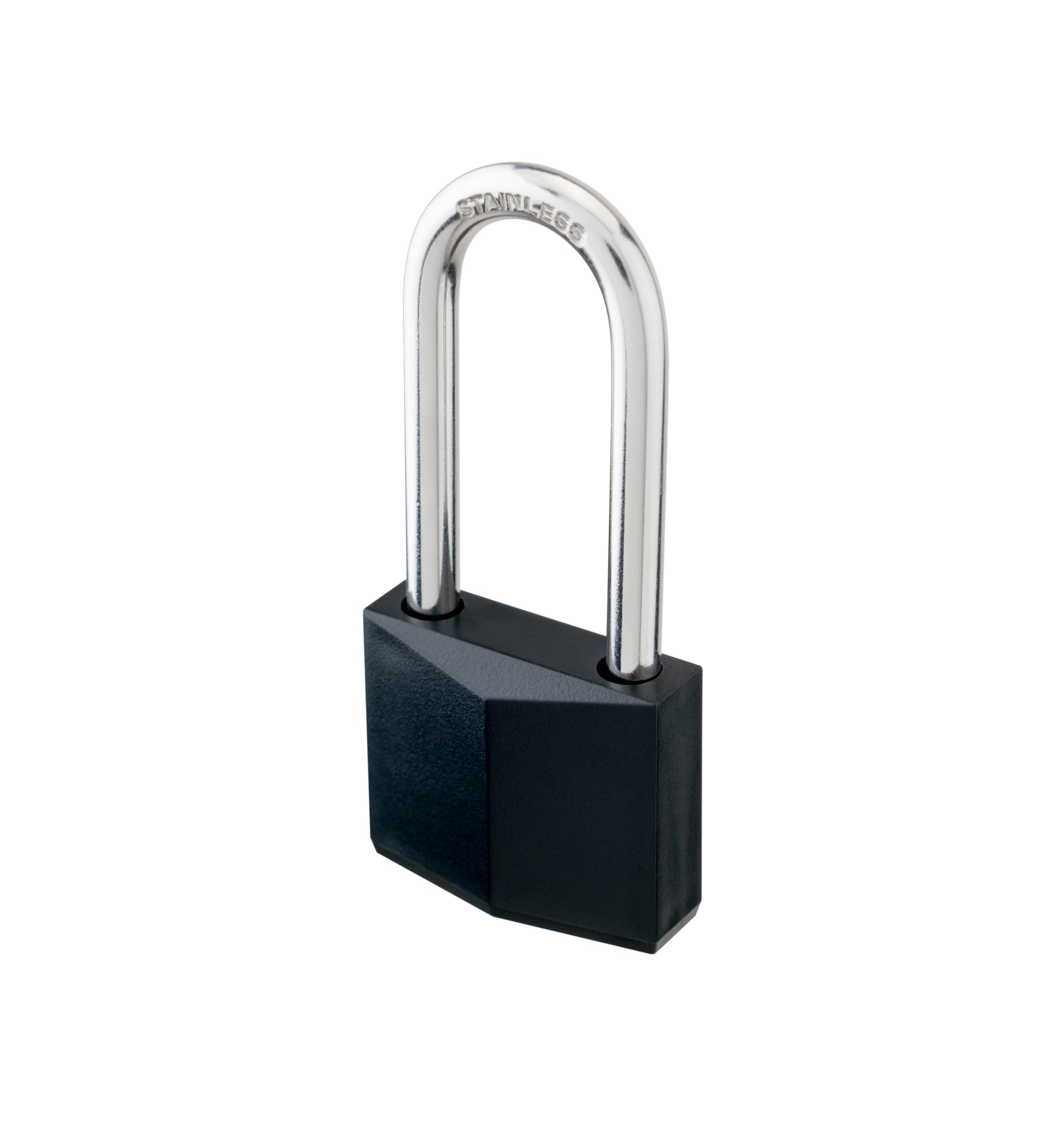 12er-Pack gleichschließende Schlösser, schwarz überzogenes Messing-Vorhängeschloss mit langem Edelstahlbügel, 4,8 cm Schlosskörper, rostfreie Schlösser für Tor, Zaun, Haspe, Schrank