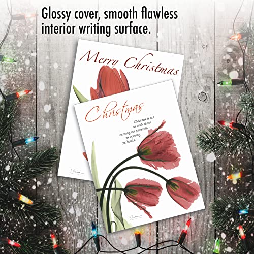 Image of The Best Card Company - 10 Holiday Note Cards for Christmas - Festive Bulk Assortment, Boxed Notecards with Envelopes (4 x 5.12 Inch) - Blooming Christmas Spirit AM6219XSG-B1x10