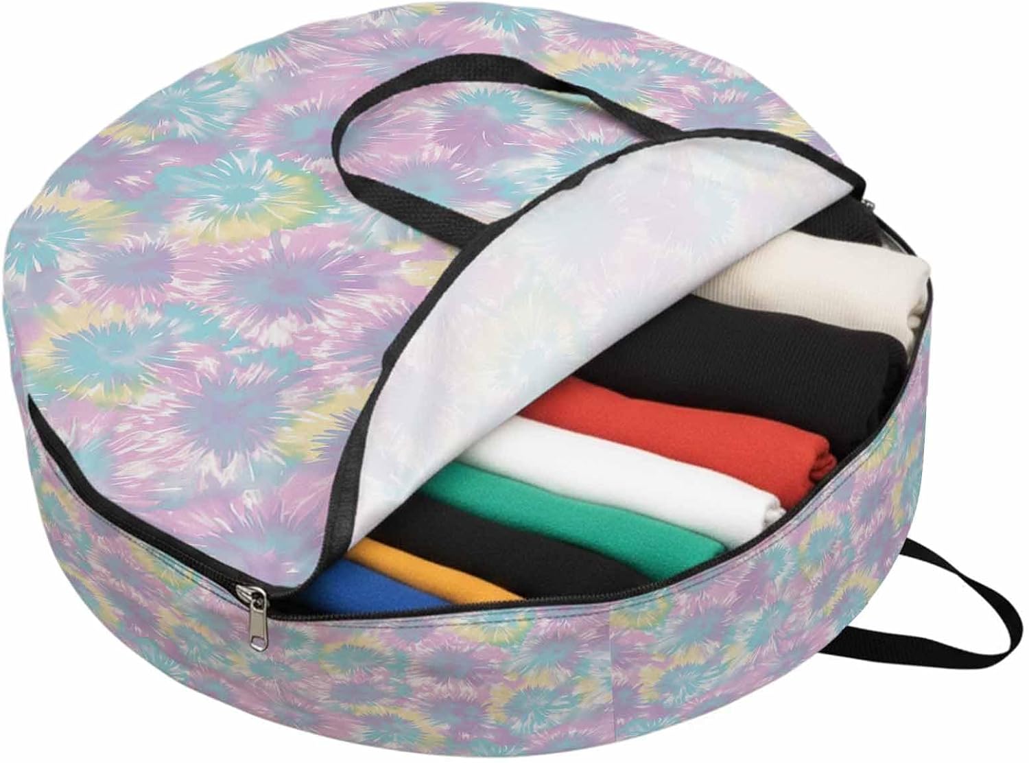 Storage Bag Multicolor Tie Dye Round Storage Totes Bins Closet Organizers with Zippers & Handle Ombre Boho Abstract Art Clothes Storage Container for Bedroom Dorm Space Saving Packing Supplies Bags