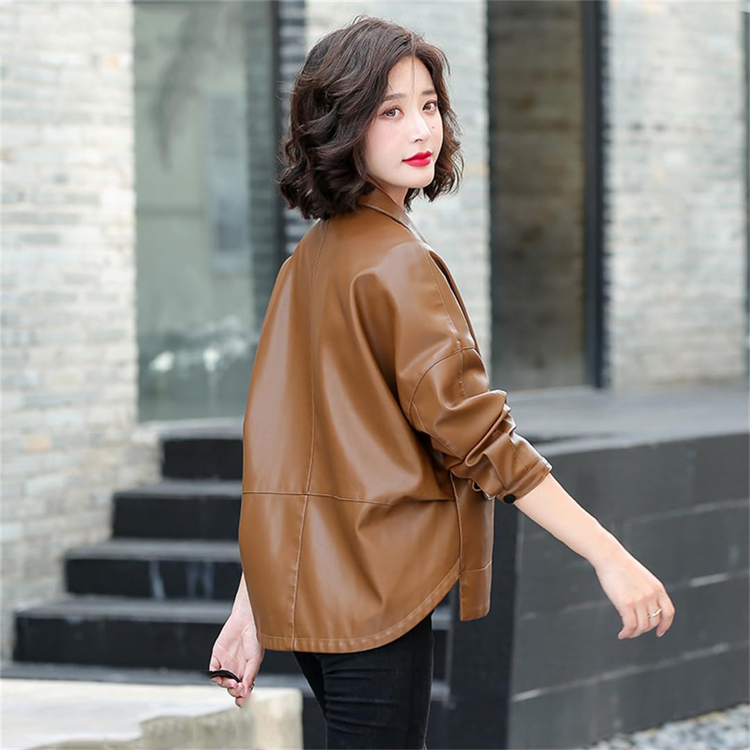 Cappotto In Pelle Casual Da Donna Giacche Solide Da Strada Per Abbigliamento In Ecopelle Primaverile E Autunnale
