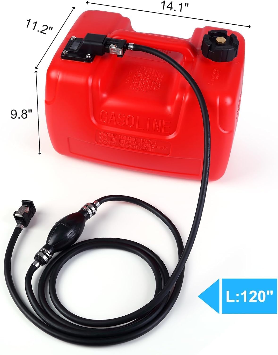 GarveeLife Auslaufsicherer 3-Gallonen-Marine-Kraftstofftank aus robustem HDPE – Tragbarer Bootstank mit 9,8 ft Schlauch, Füllstandsanzeige – Für Außenbordmotoren, ideal für Boote & Outdoor – Farbe: