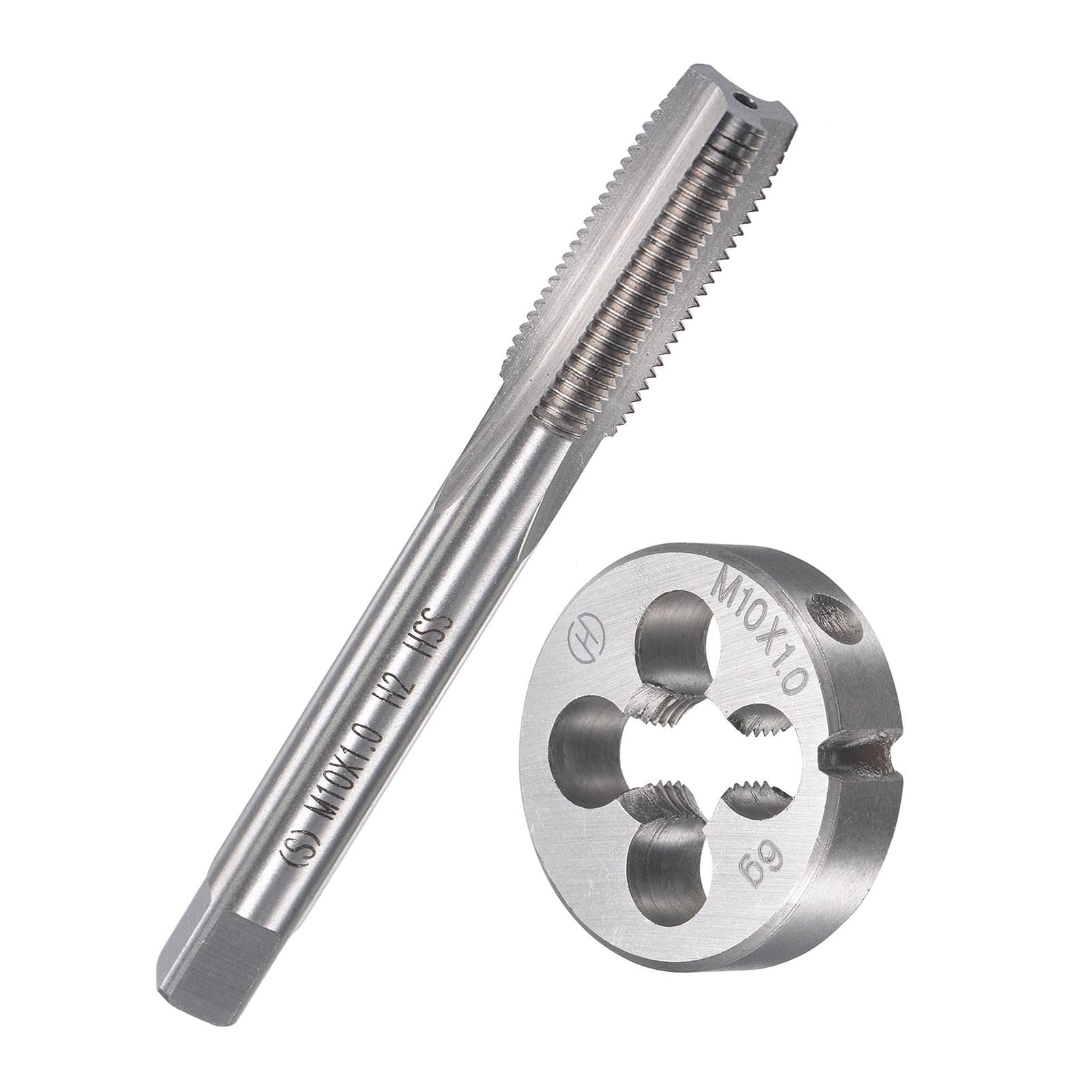 MACHSWON M10x1mm Metric Tap and Die Set,Machine Thread Screw Tap with Round Threading Die,Tap & Die Kit for Nut Screw Bolt Thread Repair
