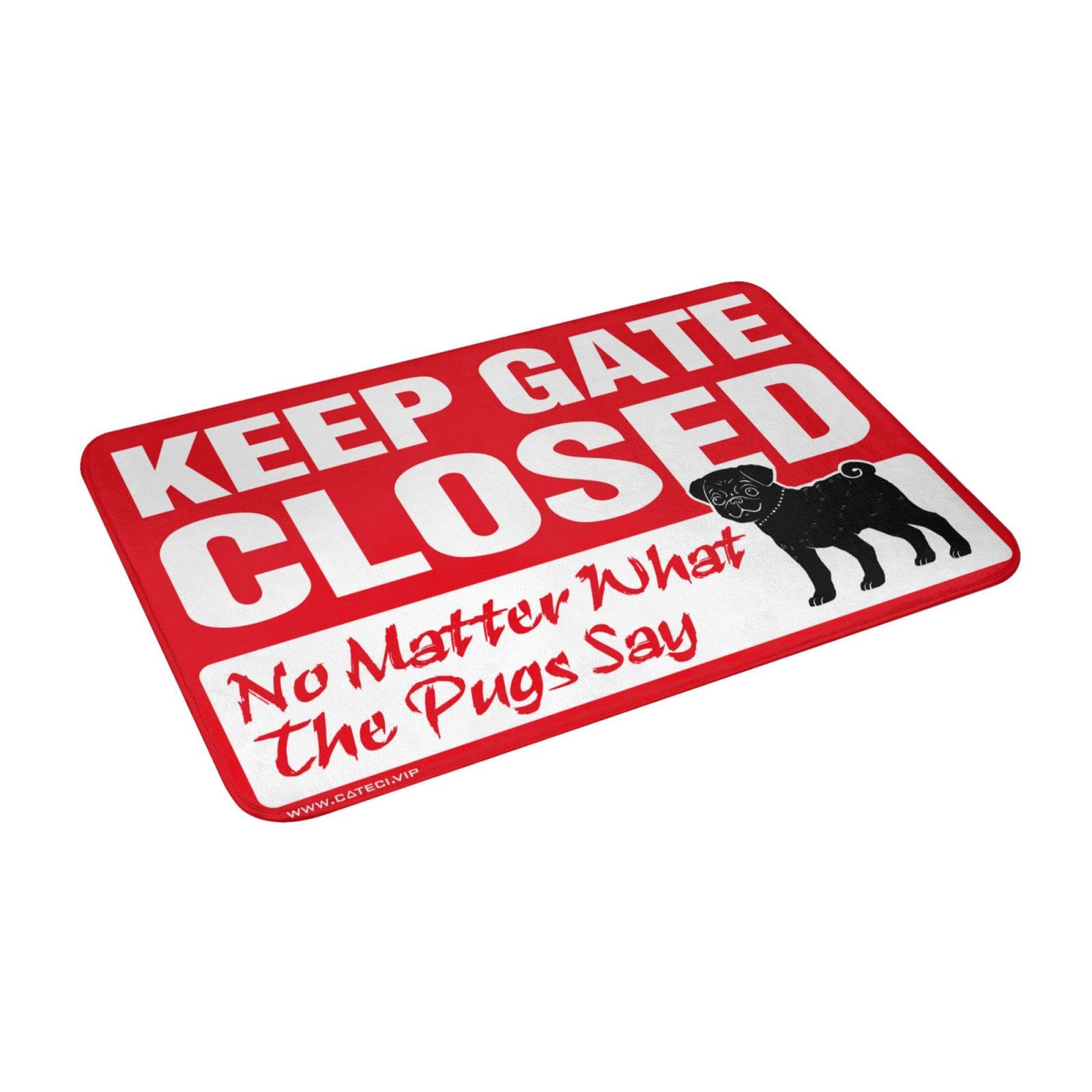 Zerbino per dormitorio con scritta "Keep Gate Closed Noter What The Pug Say", zerbino autunnale per interni (65 x 90 cm)