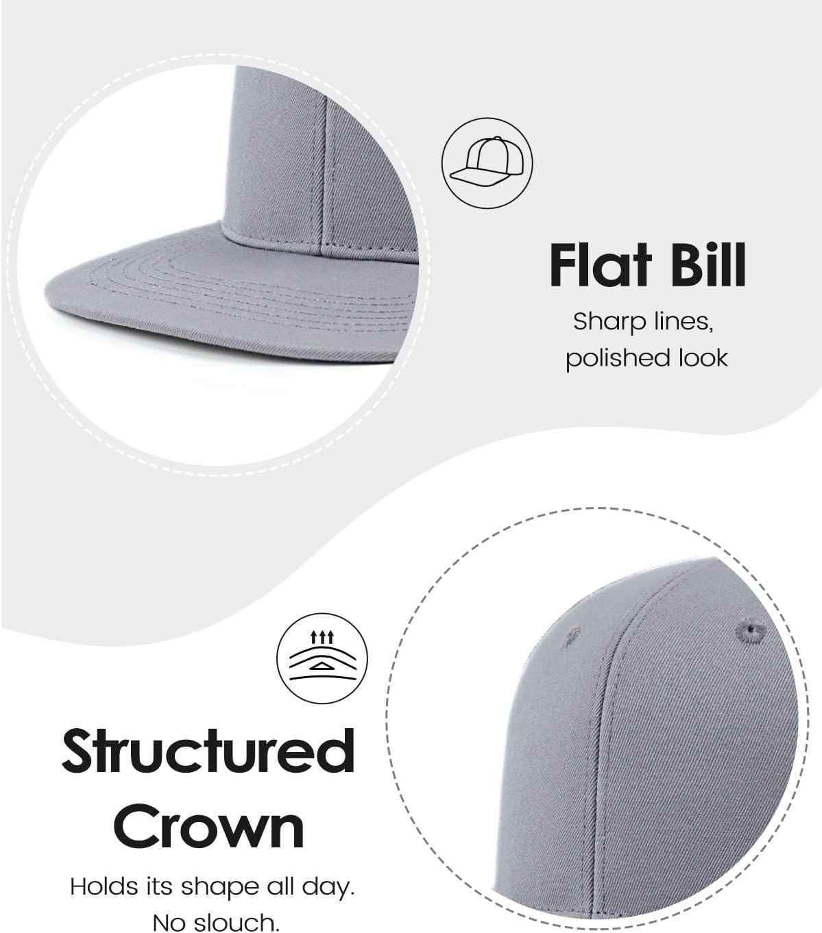 Zylioo 2XL XL L Oversized Snapback Hat for Men & Women, M S Flat Bill Baseball Cap, 100% Cotton Structured Blank Cap - Image 3