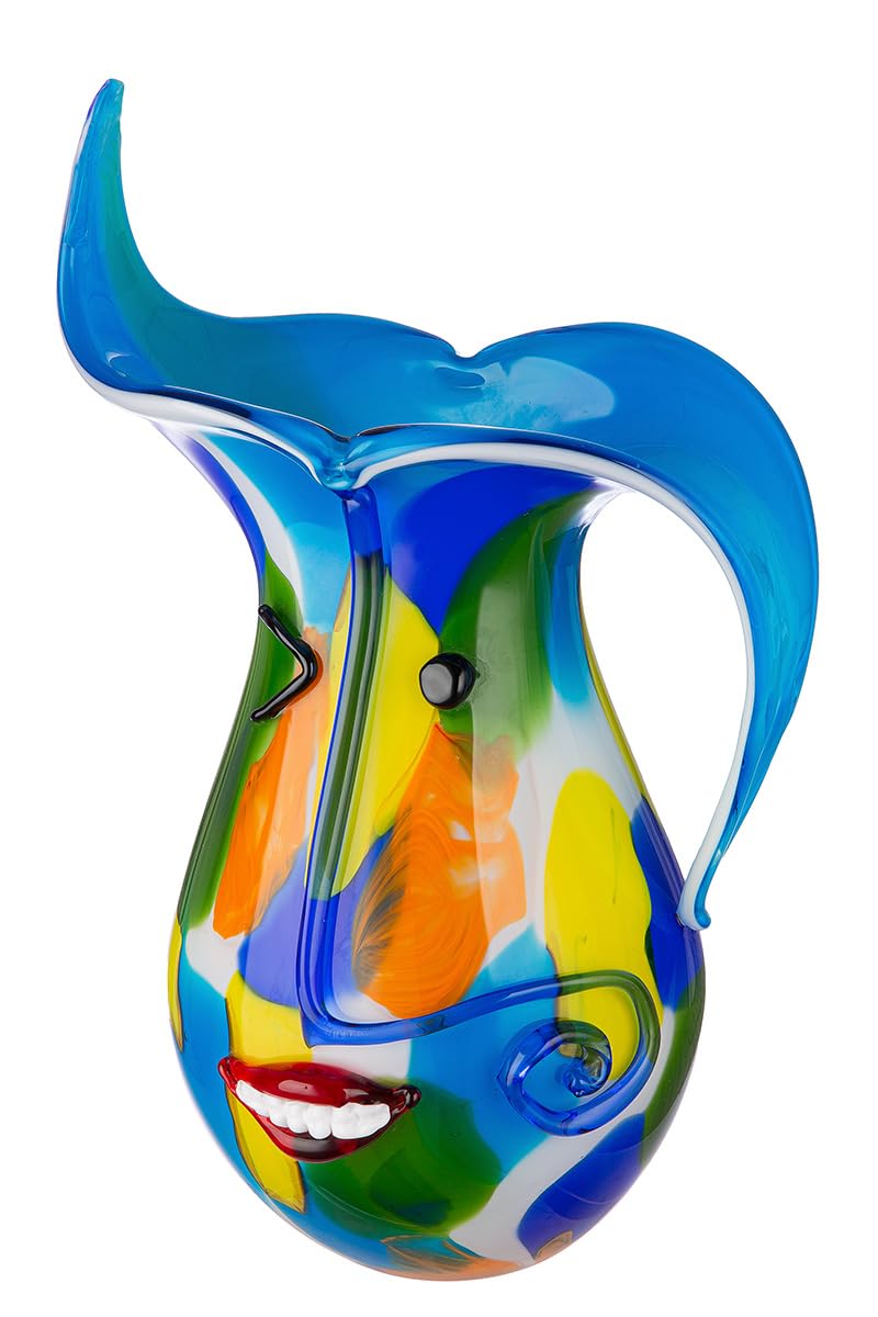 GILDE GLAS art Deko Vase Gesichtsvase - Vase aus Farbglas - Dekoration Wohnzimmer Geschenk für Frauen Männer Höhe 40 cm Mehrfarbig