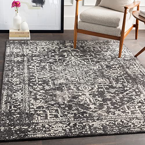 Livabliss Janine Vintage Medallion Area Rug,7'10" x 10'3",Black
