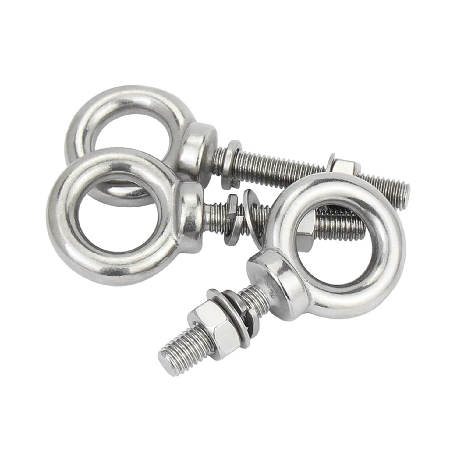 M3 M4 M5 M6 M8 Ring Eyebolts with Nut Washer Gaksets Set 304 Stainless Steel Extended Bolts Marine Lifting Screws and Nuts(M5x15mm 2Sets)