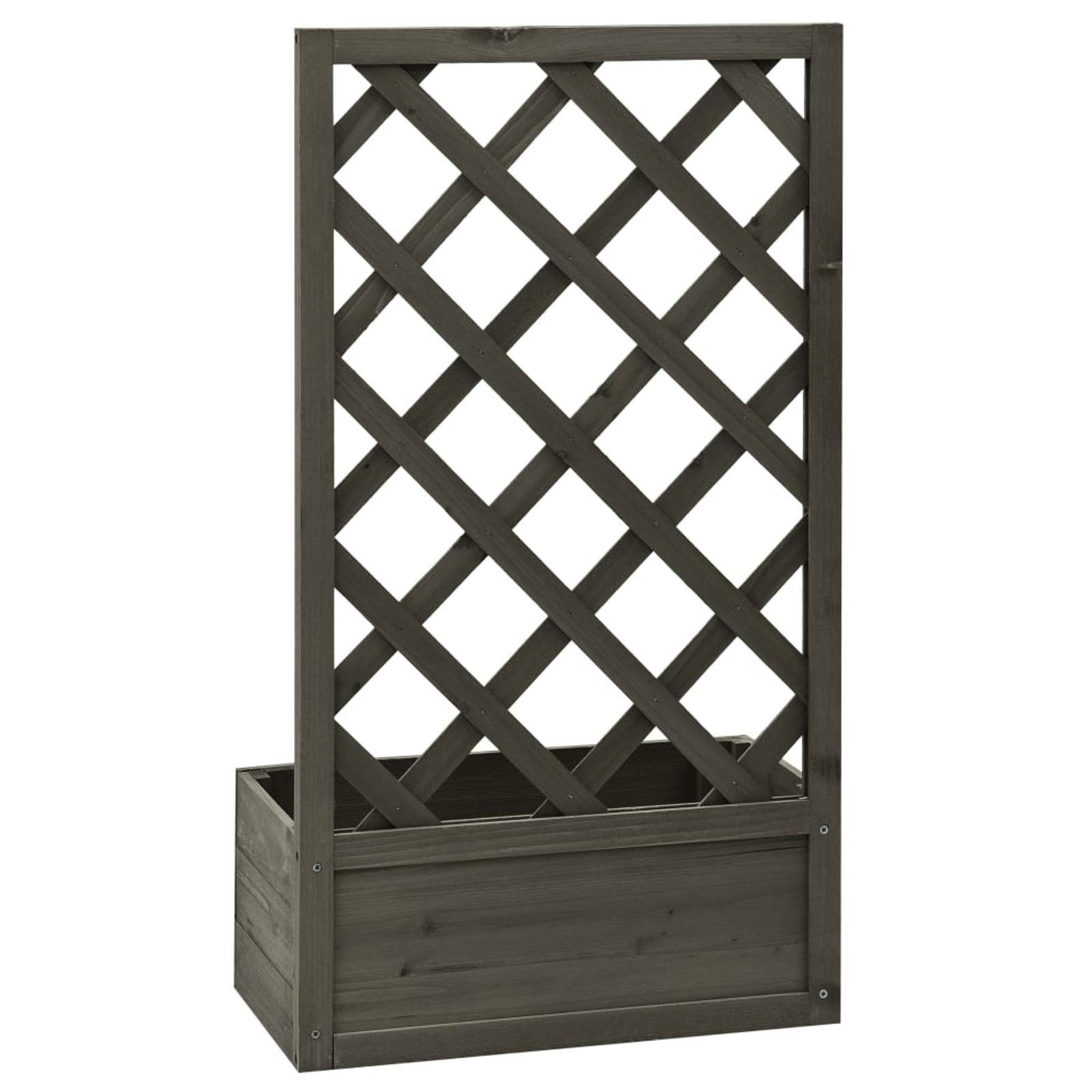 Jardinière avec treillis pour plantes grimpantes, entrée extérieure, balcon, terrasse, parterre surélevée, jardinière d'escalade Gris foncé, 50 x 25 x 90 cm