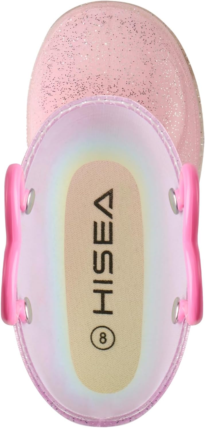 HISEA Kids Rain Boots for Boys Girls, Waterproof Lightweight Rain Boots Light Up by Steps for Water Beach Outdoor Playing (Toddler/Little Kid/Big Kid)