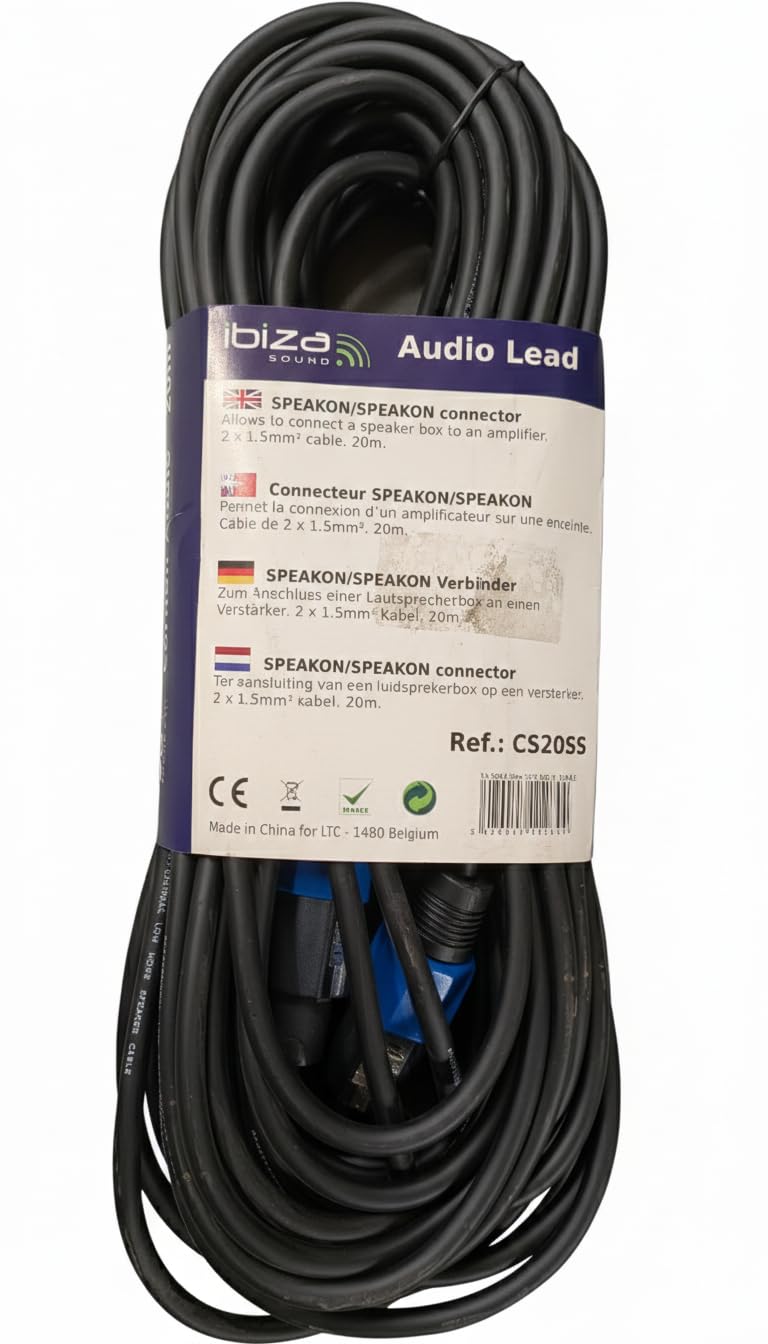 Ibiza Sound CS20SS - Cable Speakon male/male 20 mètres pour Enceintes - Amplis