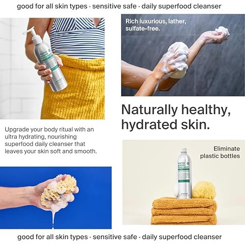 Miniatura 4 de umanos Superfood Gel de baño, limpiador corporal nutritivo a base de plantas, bueno para pieles sensibles. Sin sulfato, fragancia natural, 10 onzas