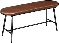 HOOBRO Upholstered Dining Bench, PU Leather Padded Seat, Steel Frame, Easy Assembly - Kitchen Table Bench for Dining Room, Bedroom, Entryway, Brown/Black CB100CD01G1
