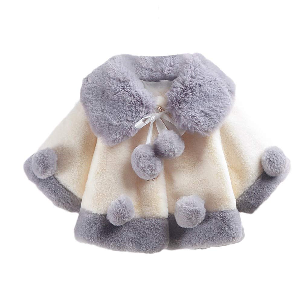 Baby Kid Girls Autumn Winter Plush Ball Velvet Coat Cloak Thick Warm Clothes