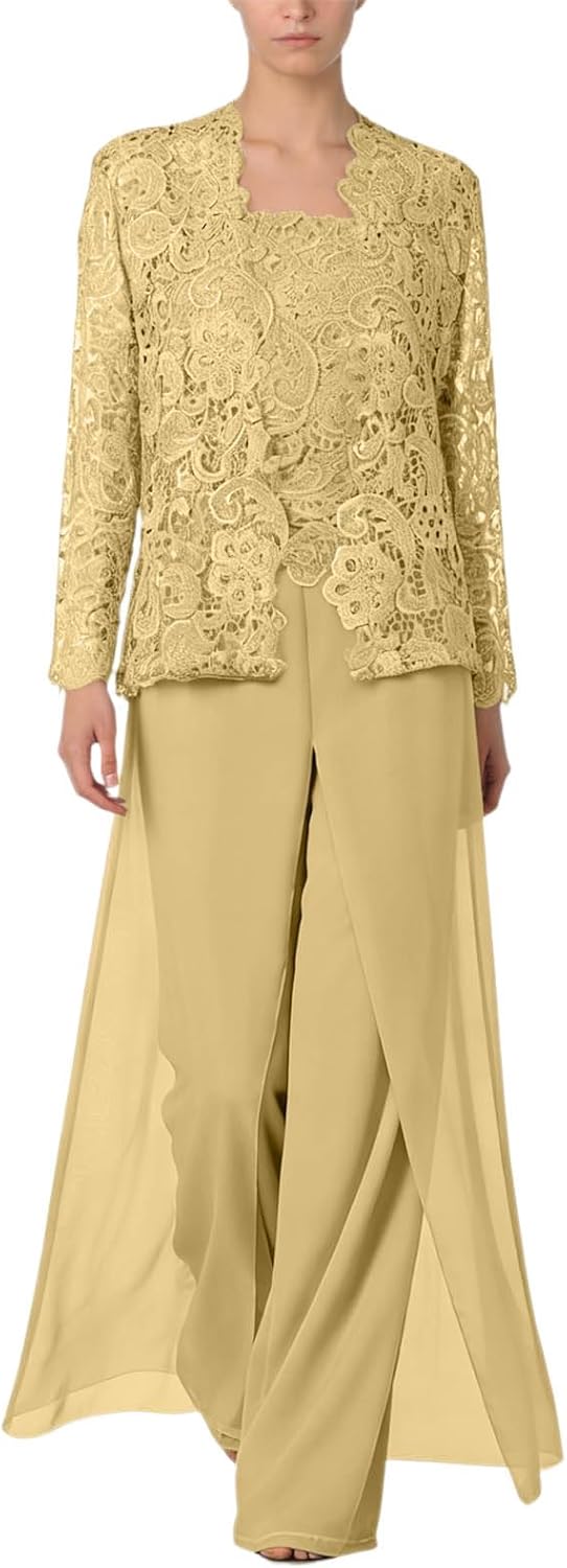 Pants Suits for Women 3 Piece Outfits Dressy Grandmother Mother of the Bride Wedding Evening Party Casual Petite Pantsuits