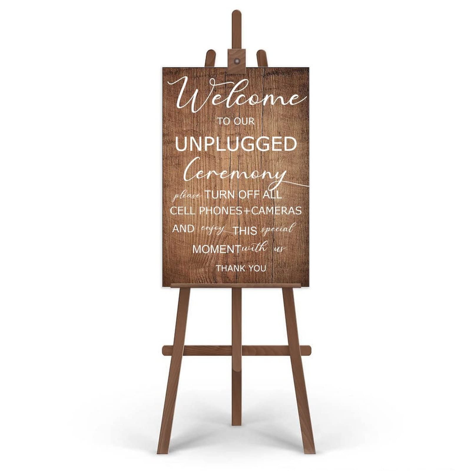 Unplugged Hochzeitsschild – Zeremonieschild – vertikales Hochzeitsschild aus Holz – rustikale Hochzeitsdekoration 76,2 x 50,8 cm
