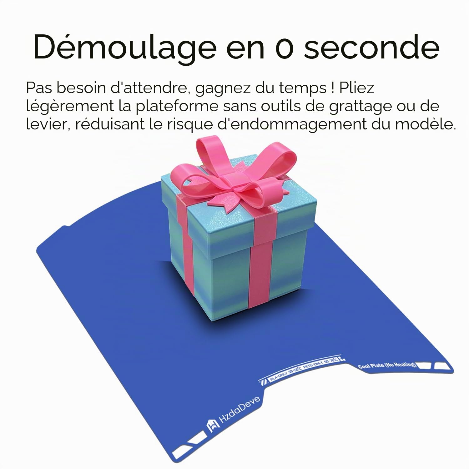 HzdaDeve Plaque de refroidissement améliorée pour H2C Combo basse température 335 x 346,5 mm Plaque lisse double face PEI pour imprimante 3D Bambou Lab (pas de chauffage/pas de colle)