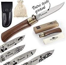 Gravure Events Personalised Men's Knife – Name Engraved on the Blade Gift Idea Christmas, Birthday, Grandpa, Dad (Walnut Wood)