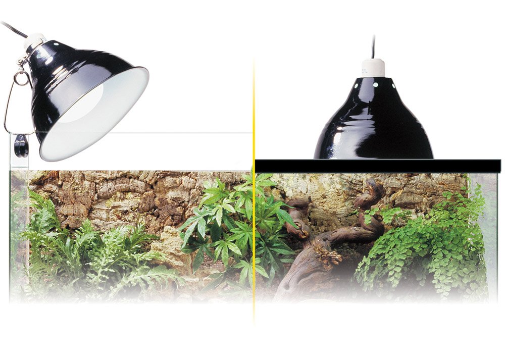 Exo Terra Glow Light, Porzellan-Klemmlampe und Leuchtreflektor, fuer Lampen bis 100W, Durchmesser 14cm, Schwarz