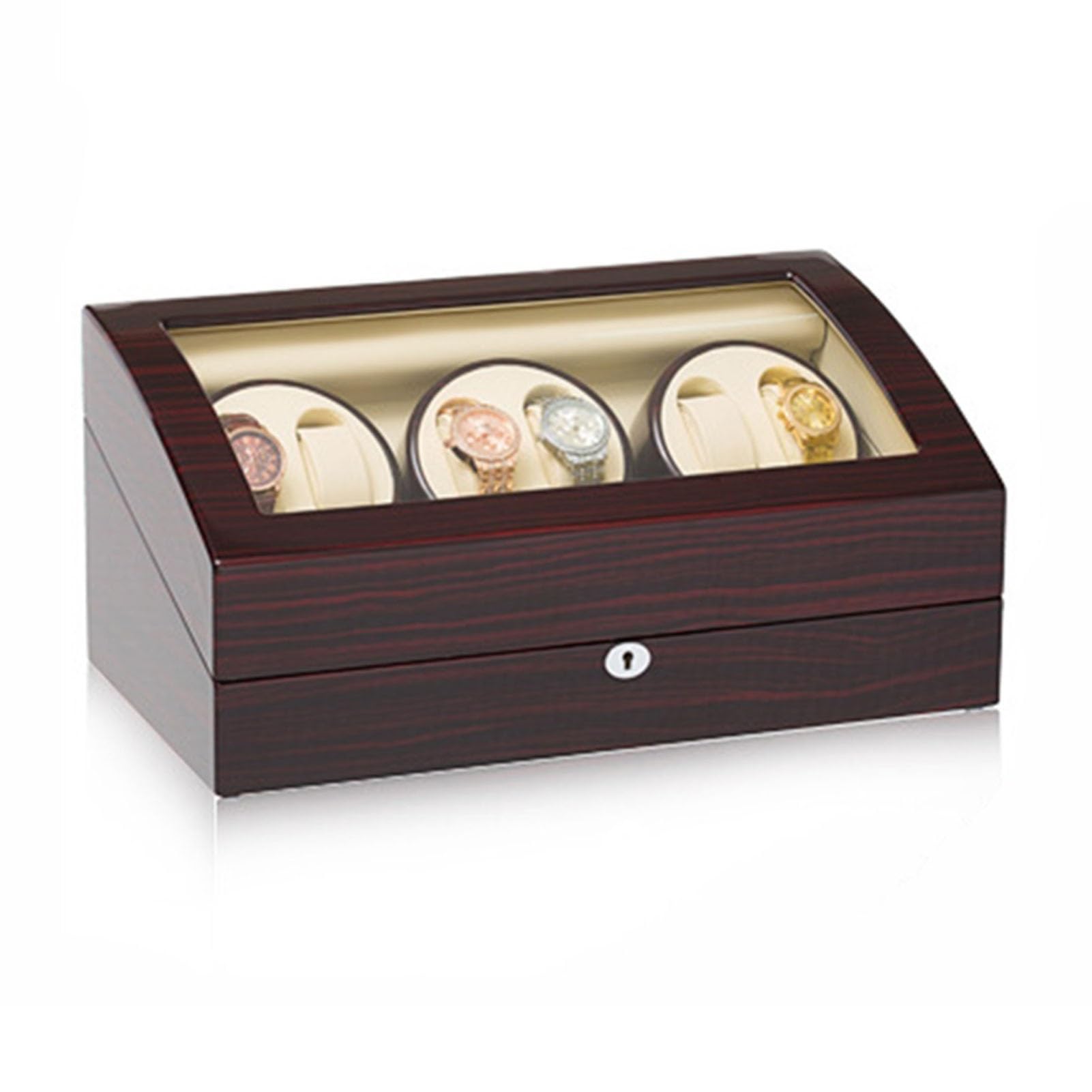 MYUYEE Luxury Automatic Watch Winder Box For 6 Watches And Extra 7 Storages Piano Paint Exterior Watches Display Box Flexible Watch Pillow Quiet Japanese Motor (D-6+7)