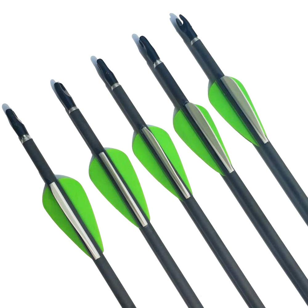 SHARROW 12pcs Flèches de Carbone de Tir à l'arc Flèches de Chasse de 31" Flèches de Ciblage Spine 600 Flèches en Fibre de Carbone pour Arc Classique
