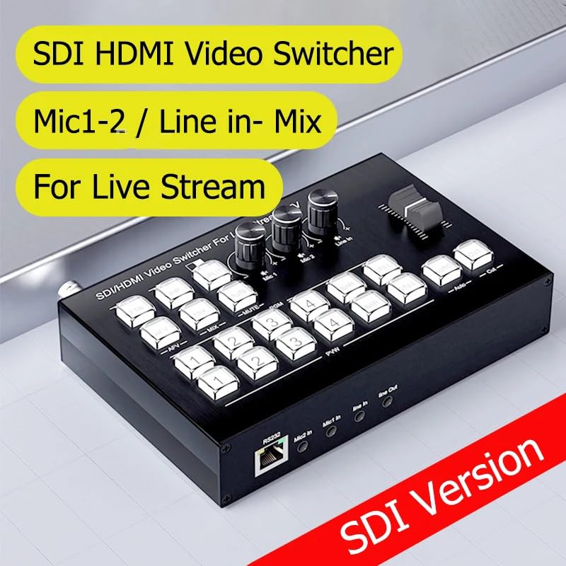 Image of MICROWARE 3G SDI HDMI Video Switcher Multi Camera Live Production Station Support Video Capture Record Live Streaming Audio Mix OSD PIP