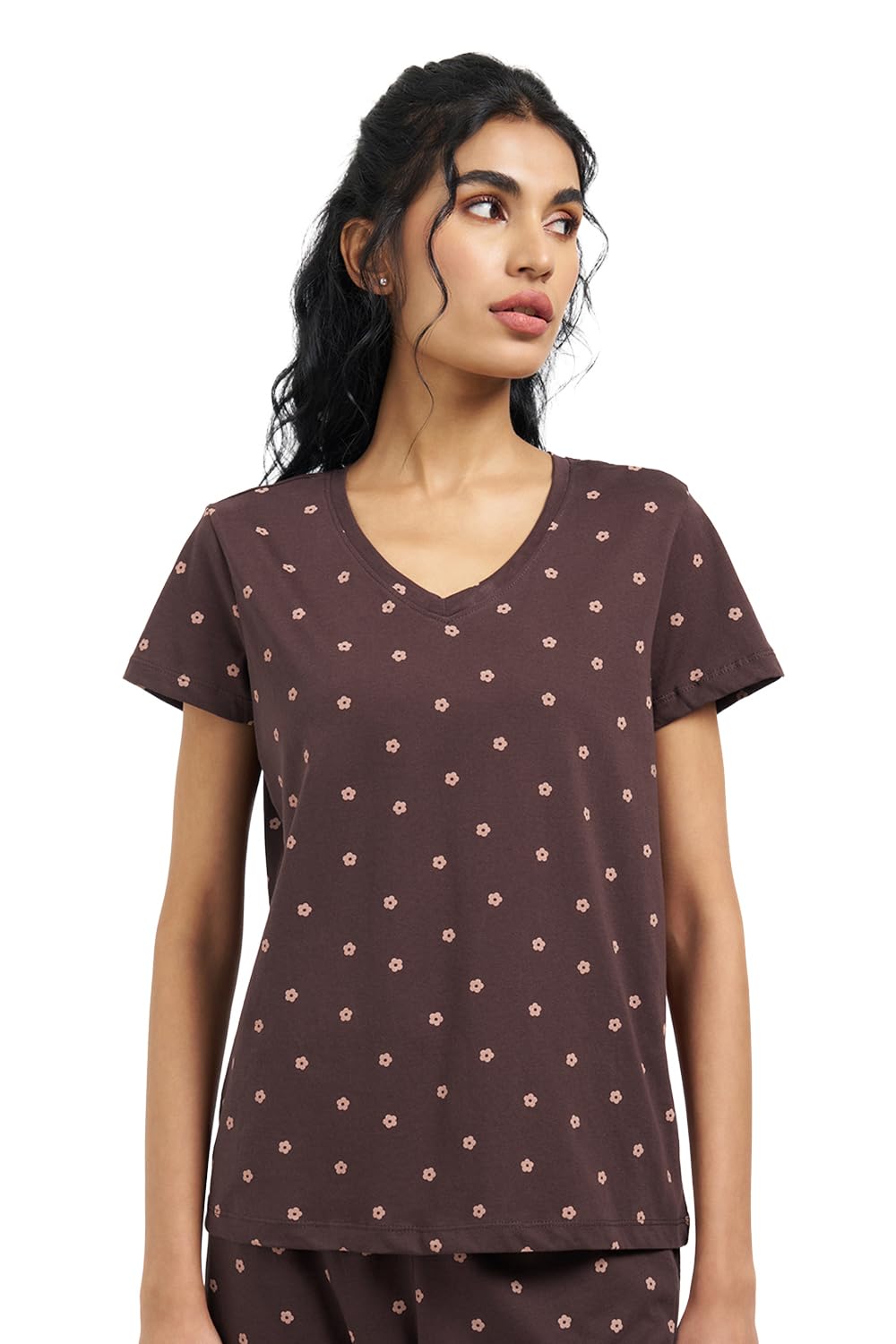 dreamz by pantaloons Women's 100% Cotton T-Shirt | Relaxed Fit | V-Neck | Half Sleeve T-Shirt | Lounge Wear | Sizes XS–2XL-picture-10