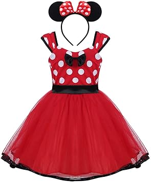 Amazon Dingmi ハロウィン コスプレ ミッキーマウス キッズコスチューム衣装 ミニードレス カチューシャ ２点セット 子供コスプレ 仮装セット ディズニー 可愛い プリンセスドレス レッド 90 キッズコスチューム おもちゃ
