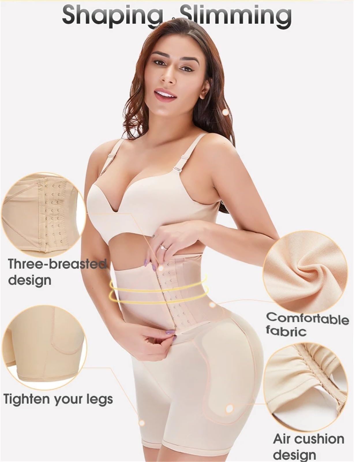 Fajas Reductoras Mujer Faja Moldeadora for Mujer, Control Firme, sin Costuras, Acolchada, Adelgazante de Muslos, Cintura Alta, Almohadillas for Caderas, realzador de glúteos