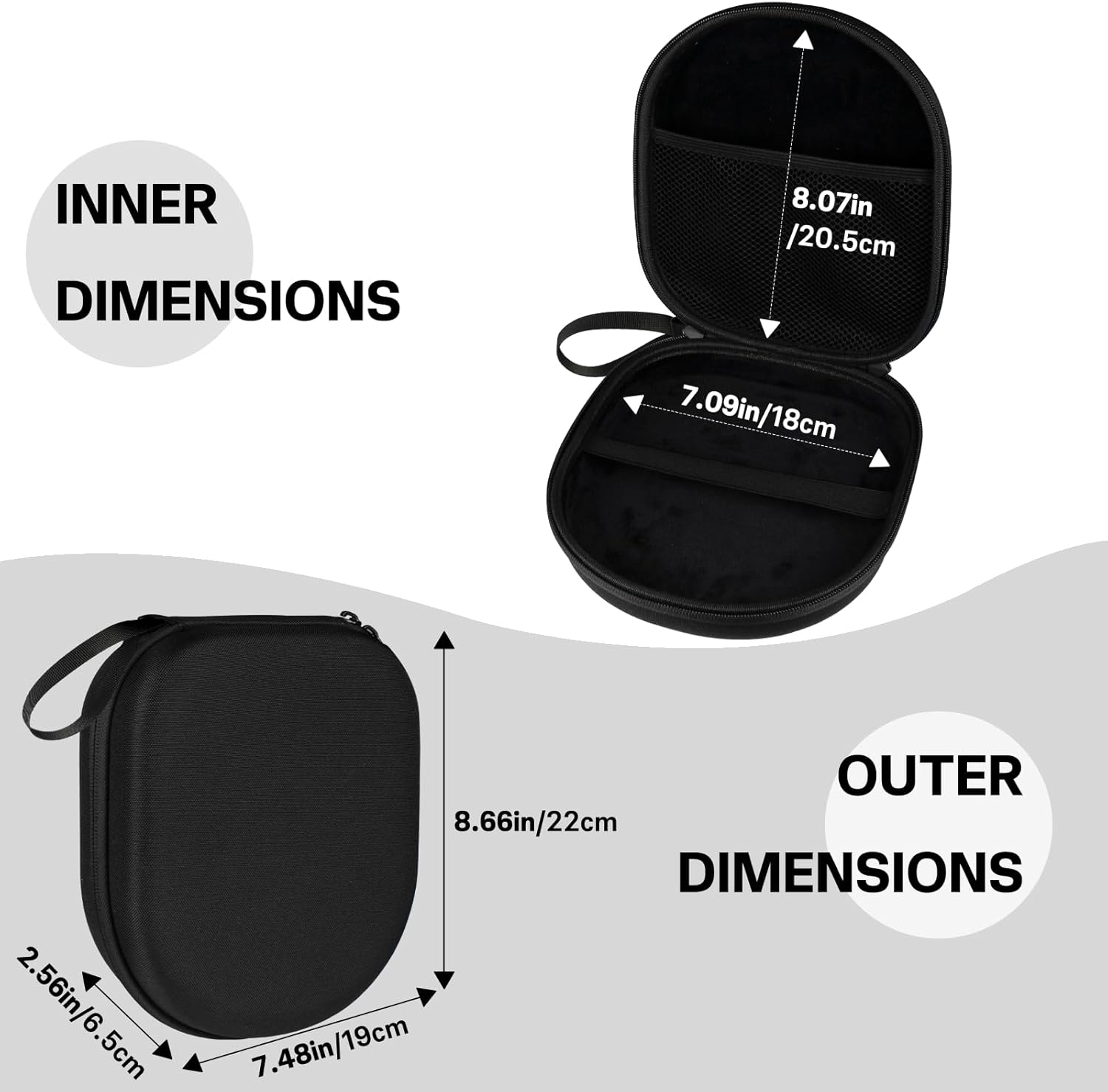 Headphone Headset Case Compatible with JBL Tune 510BT/520BT/670NC Live 460NC, with Sony WH-CH520/510 Portable Travel Carrying Wireless Headphone Case for On Ear Headphones (Black) - Image 4