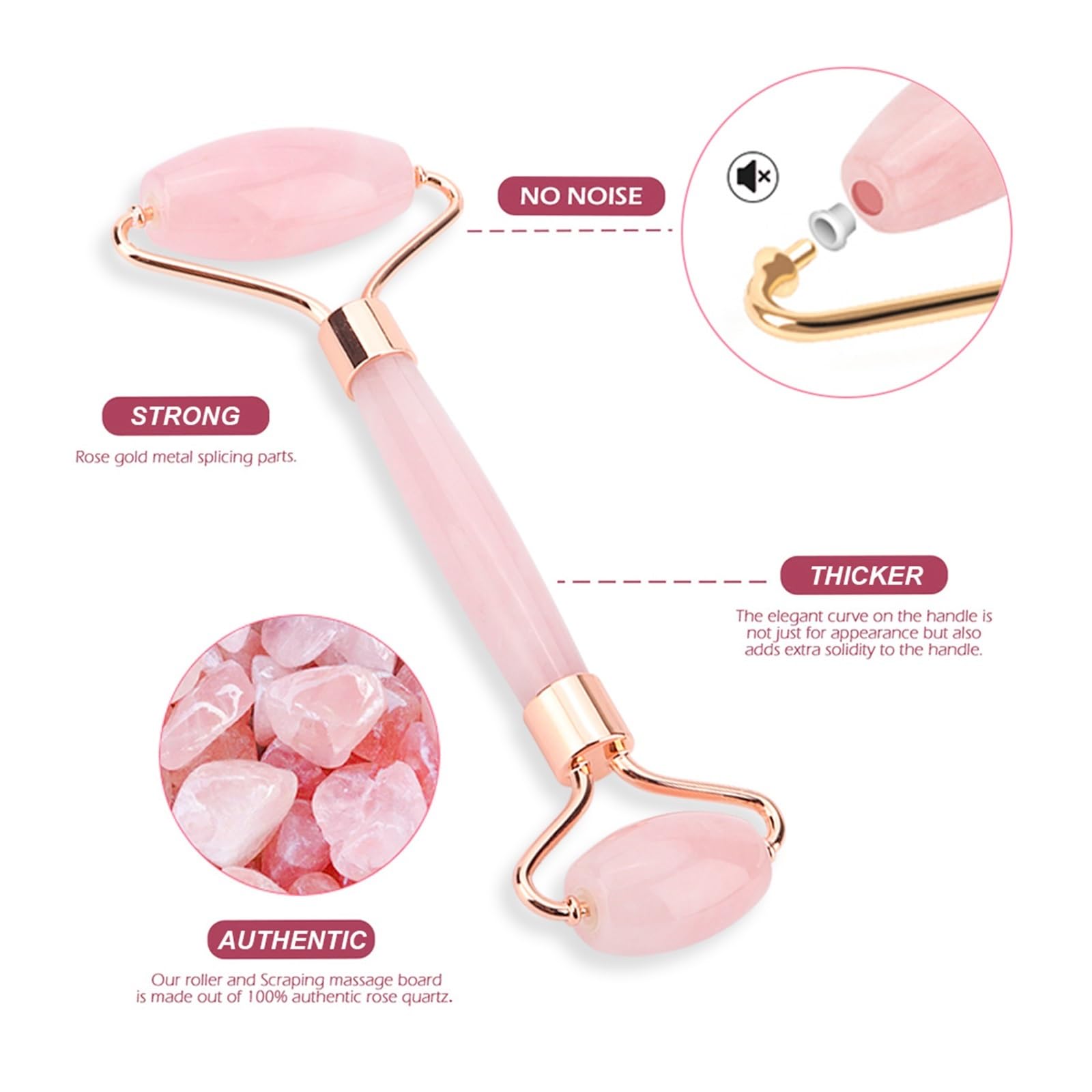 6 en 1 Outils de soins de la peau du visage Rouleau de jade Pierre de quartz rose Gua Sha Masseur Kit Lift Nettoyage des rides