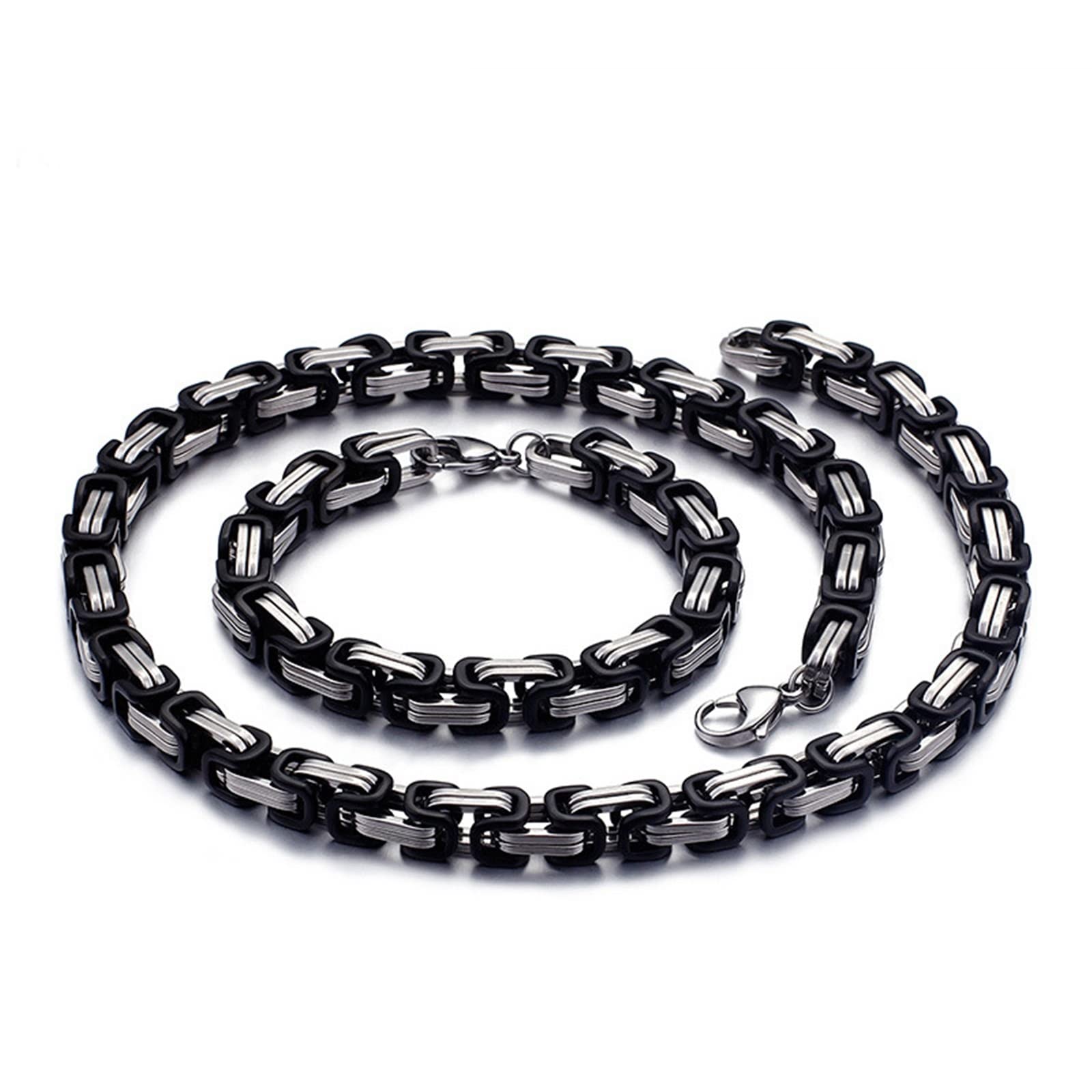 HLTYGWX Herren-Gliederarmband, Herren-3D-Edelstahl-Schnallenkettenarmband