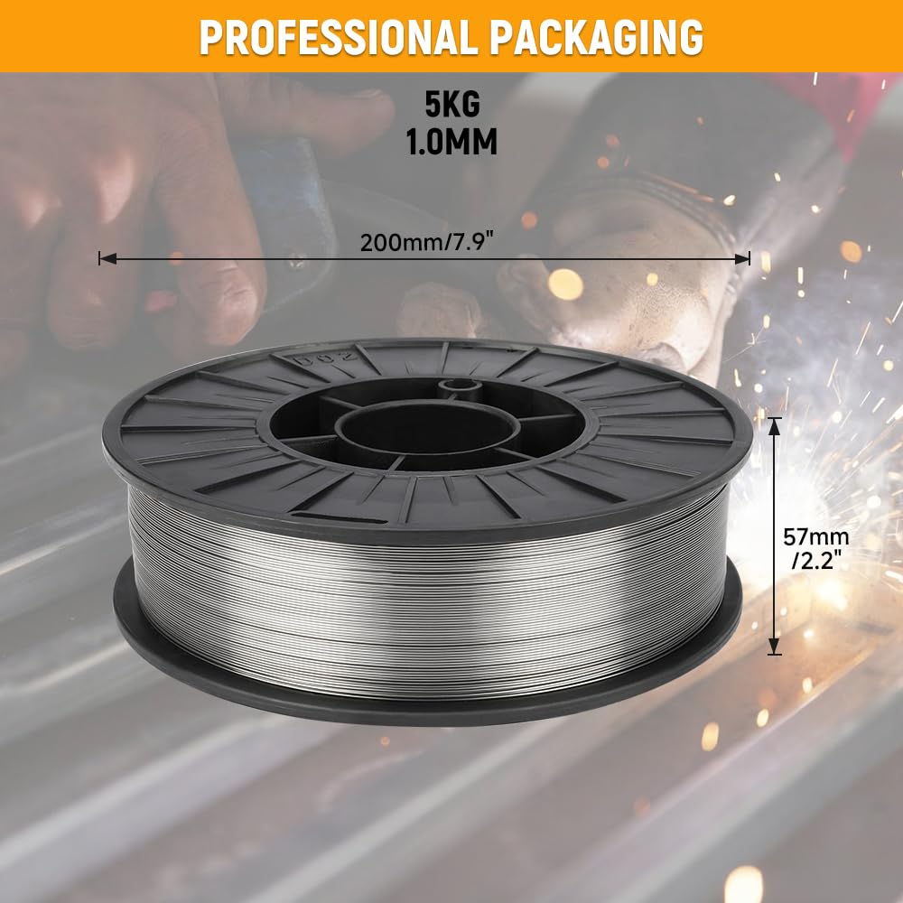 Hoteche Alambre de relleno de 5 kg de 1,0 mm, uso sin gas, Flux – Cored, caja de color