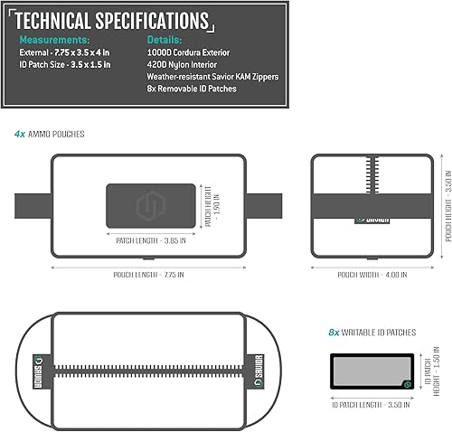 Miniatura 15 de Savior Equipment Mag Buddy - Paquete de 2 bolsas tácticas para pistolas con capacidad para hasta 5 cargadores estándar de pila individual/doble