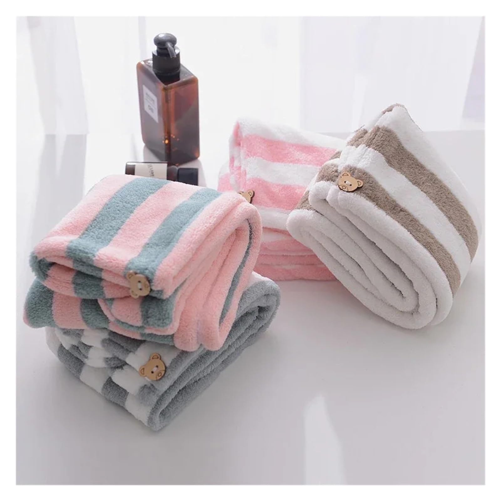 Toalla Microfibra Pelo 1 Uds. Toalla absorbente de baño for mujeres y adultos, baño de secado rápido, ducha más gruesa, gorro de pelo rizado largo, toalla for el cabello seco de microfibra(Grey)