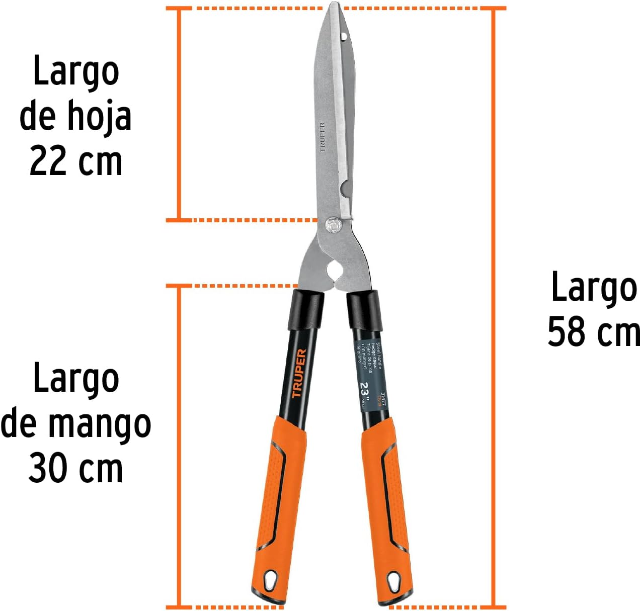 TRUPER TB-19 Hedge Shears with dimensions labeled