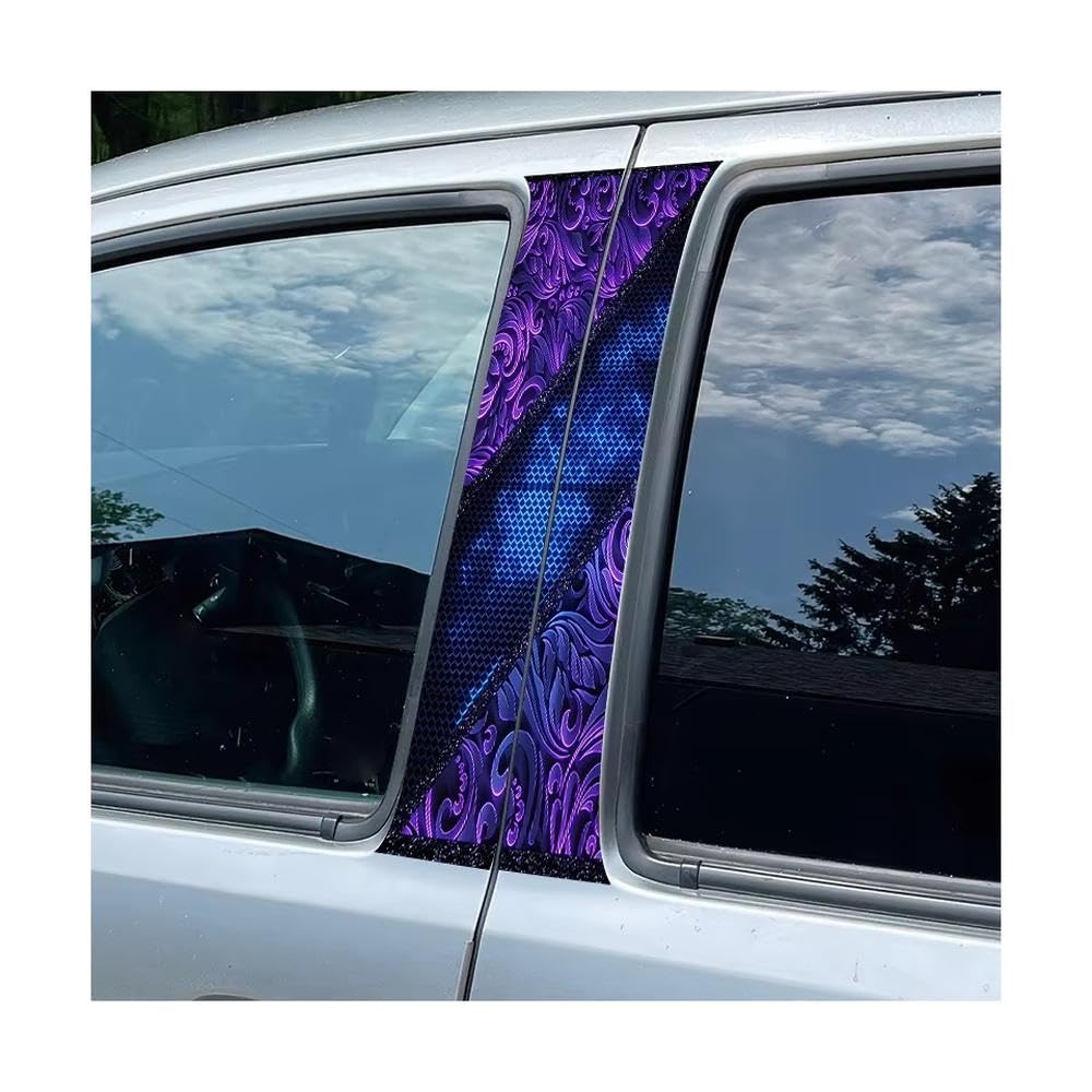 Bertdcx One Color Filigree Pattern Glossy Material Protective Film Car Pillar Decals Waterproof Stickers Auto Parts