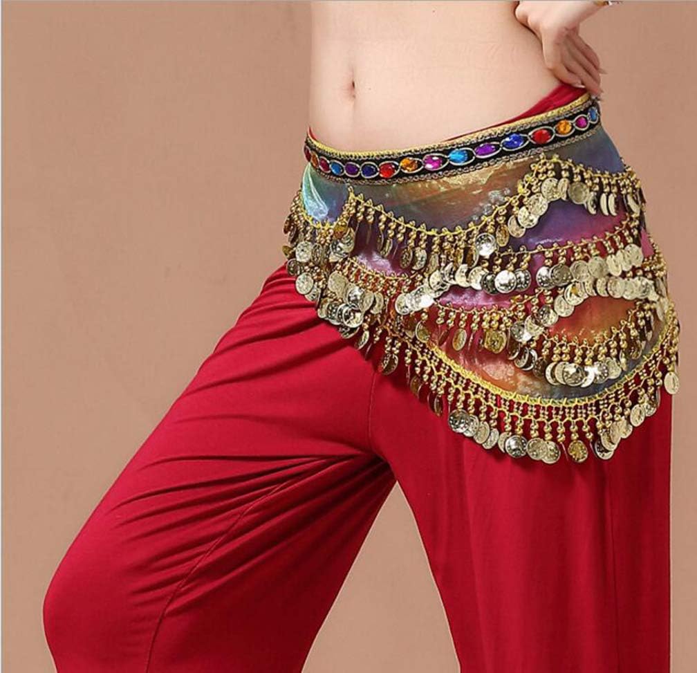 Belly Dance Hip Scarf Belly Dance Waist Chain Belt with 300 Coins Multicolor - Image 5