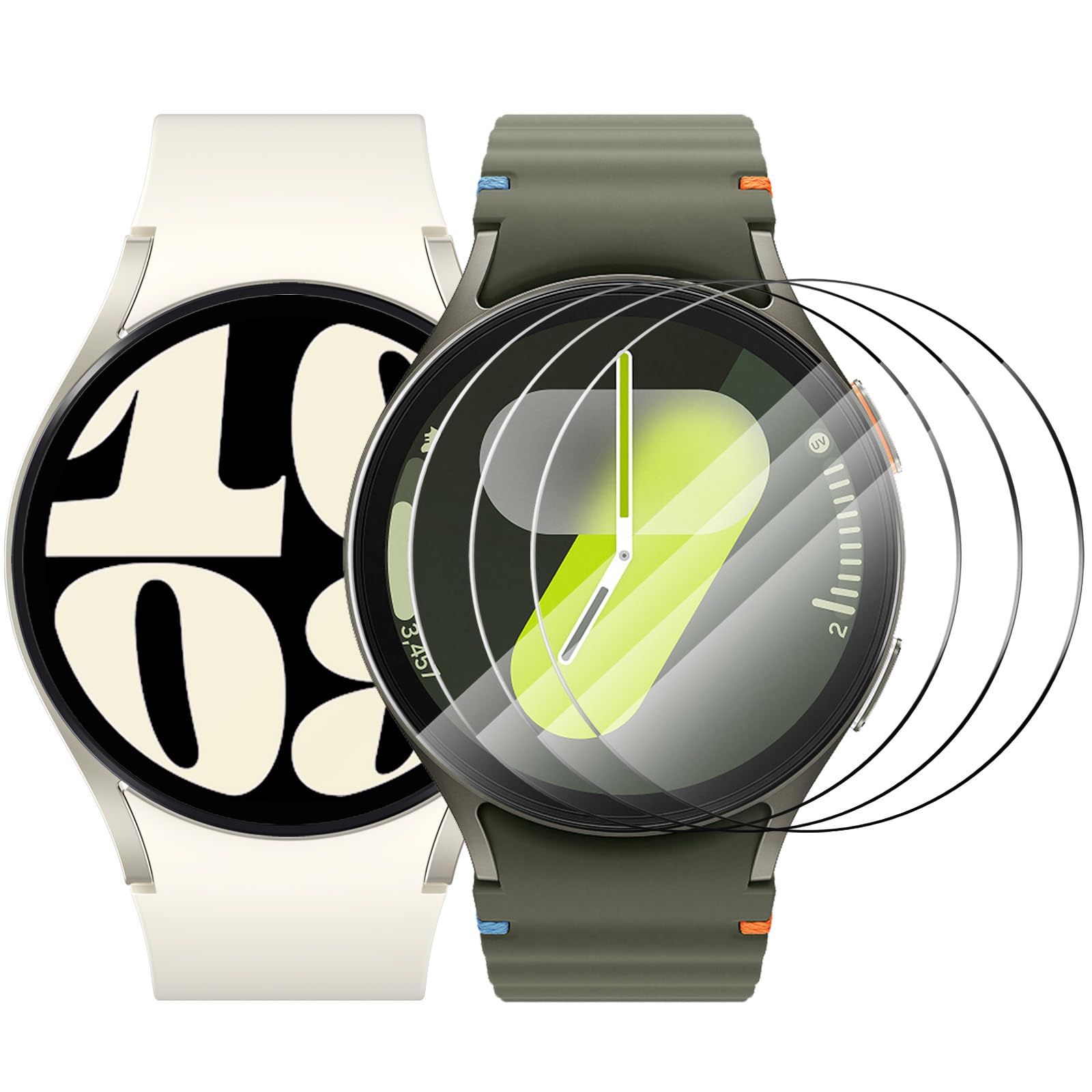 3 Piezas Protector de Pantalla con Samsung Galaxy Watch 7/FE/6/5/4 40mm, Película Protectora de Vidrio Templado [Antiarañazos] Protección de Pantalla
