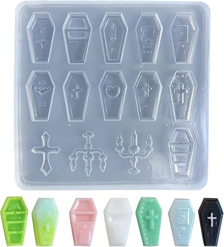 Molde de silicona para ataúd, decoración de Halloween, resina epoxi, relleno de molde de epoxi, herramienta de bricolaje, moldes de resina de ataúd